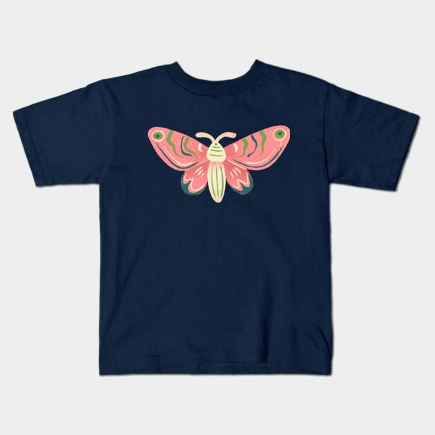 Cute Pink Moth Kids T-Shirt by Alexandra Franzese